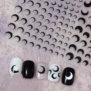 Embossed Black-and-white Butterfly Rose Nail Stickers - Image 1