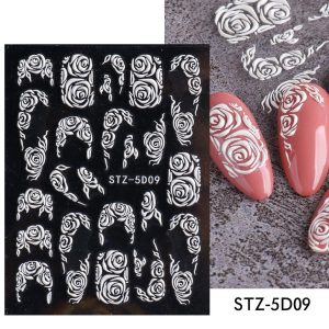 Three-dimensional Carved Rose Pattern Relief Nail Ornament - Image 1