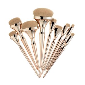 9 Gold Plating Toothbrush Type Makeup Brushes Suit - Image 1