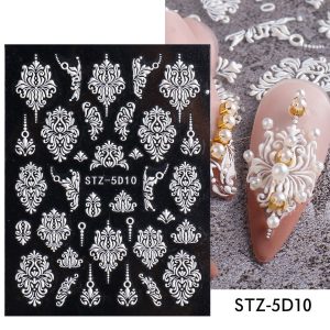 Three-dimensional Carved Rose Pattern Relief Nail Ornament - Image 1